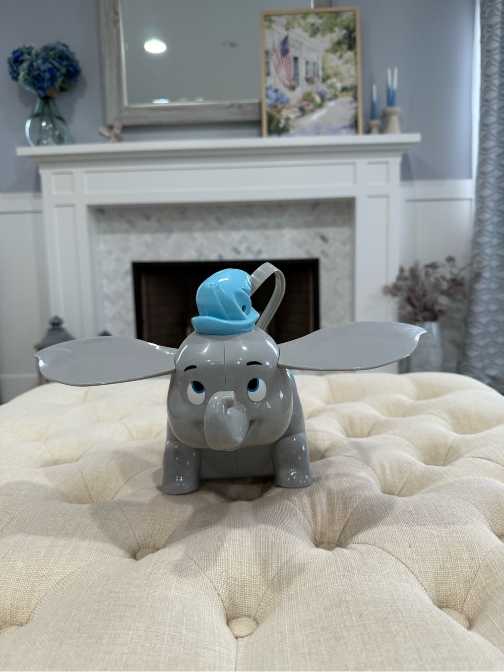 Gray Elephant Bath Toy with Blue Hat - Kids Bath Accessory